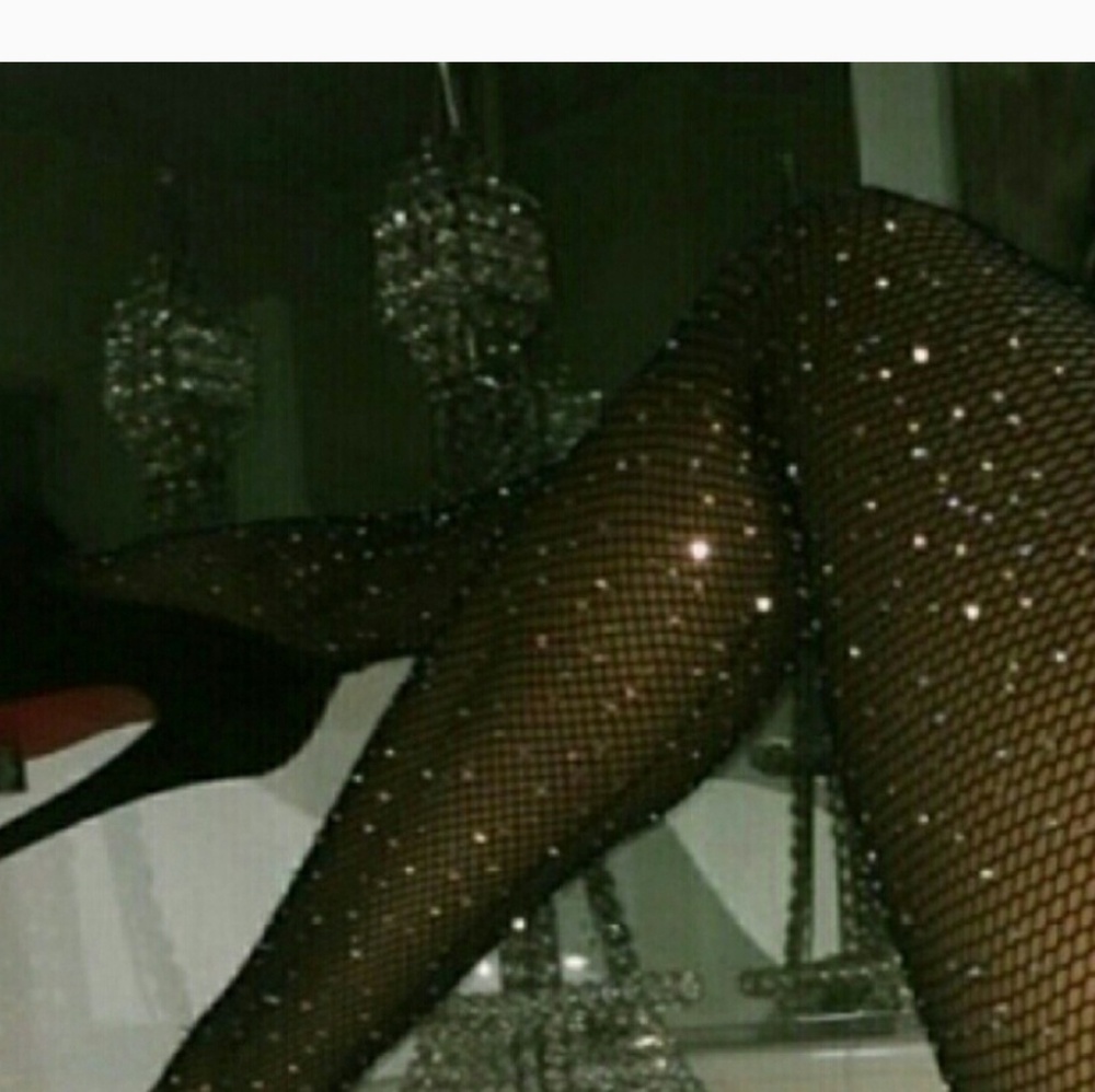 🔥BEST SELLER!!🔥TOO SEXY RHINESTONE FISHNETS BLK